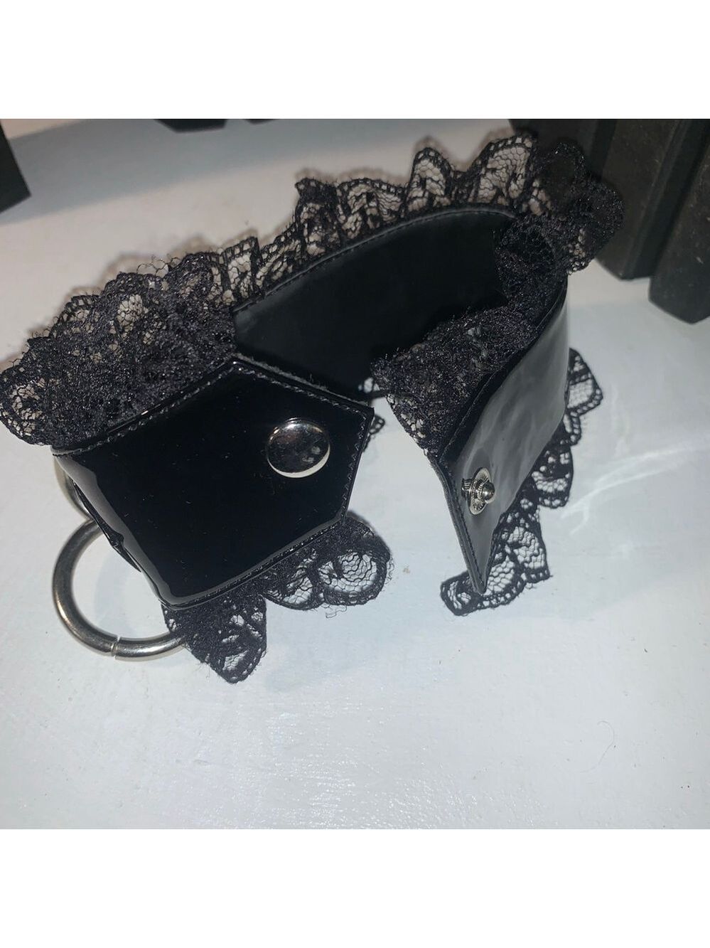 Women's Unbranded Black Patent Lace Trim Heeled Boots Size 7 - Picture 4 of 14